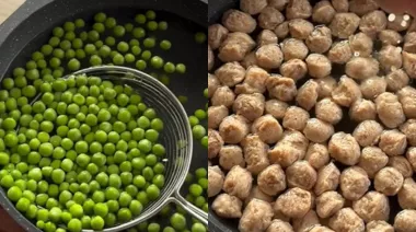 High-protein matar soya paratha served with yoghurt and pickle 1